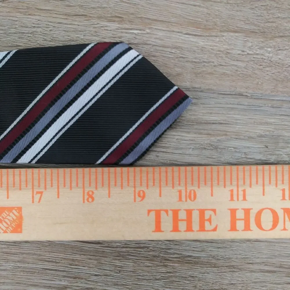 Boys Clip On Necktie 100% Polyester Multicolored Striped Tie